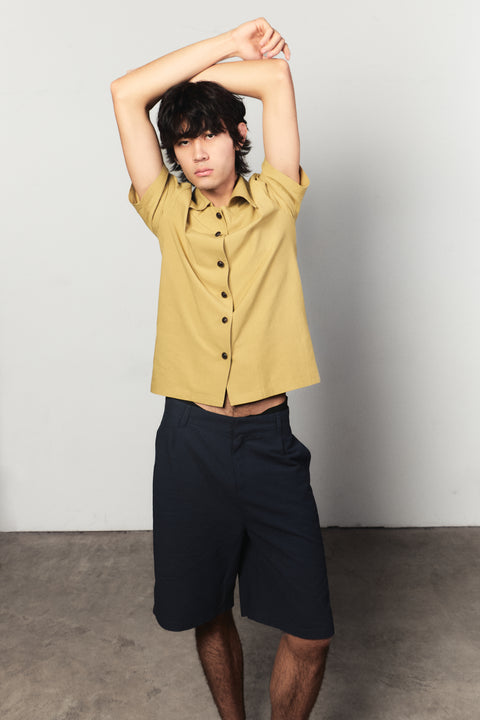 The Pan Camp Collar Shirt in Chartreuse