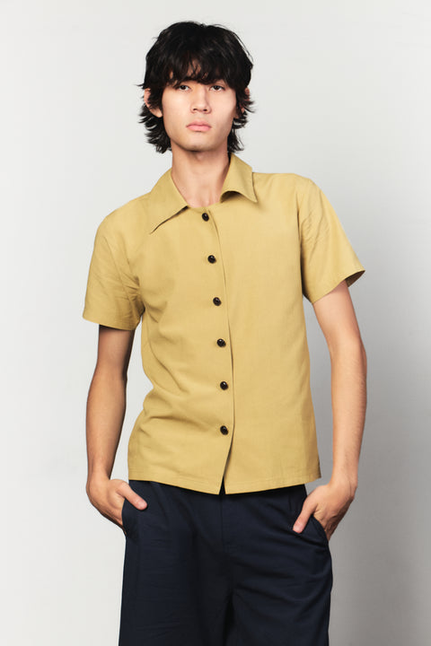 The Pan Camp Collar Shirt in Chartreuse