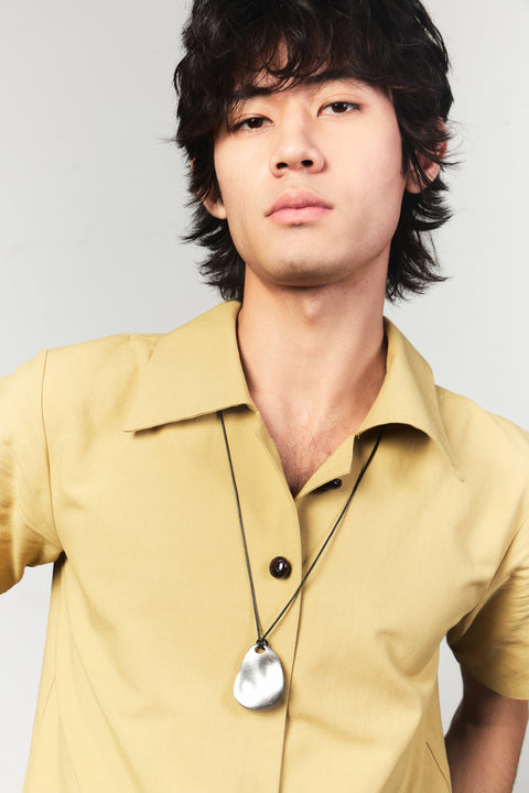 The Pan Camp Collar Shirt in Chartreuse