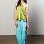 The Tassel Halter Tie Silk Top in Laurel