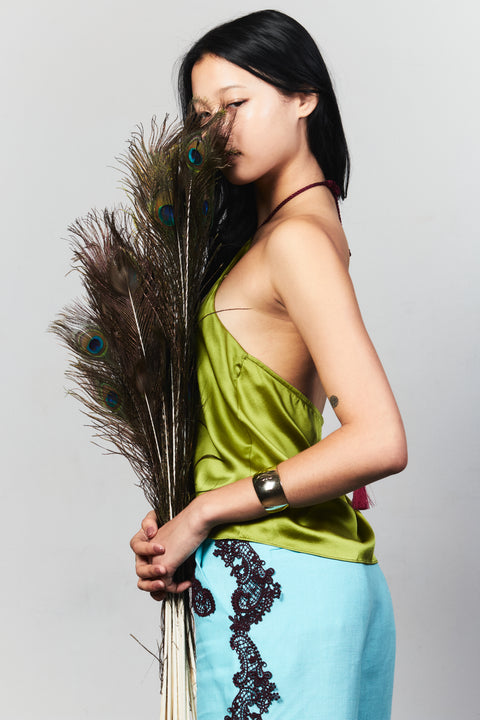 The Dragonfly Linen Pants in Peacock