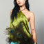 The Tassel Halter Tie Silk Top in Laurel