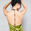 The Tassel Halter Tie Silk Top in Laurel