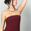 The Fan Pleated Tube Top in Rosewood