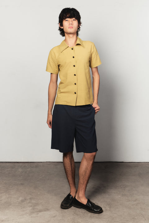 The Pan Camp Collar Shirt in Chartreuse